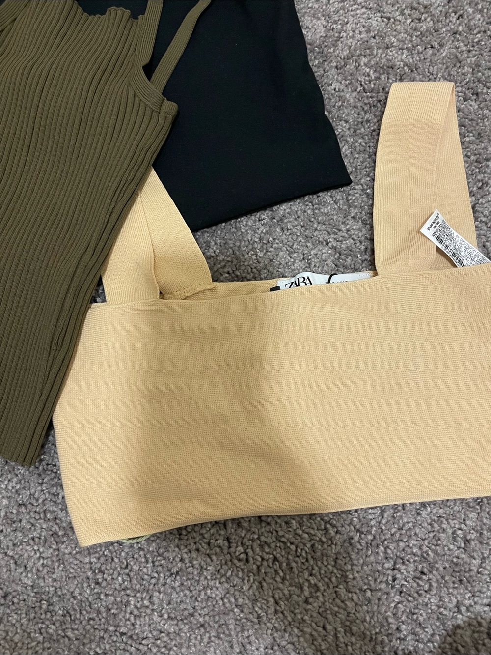 ZARA Black, Olive & Beige Cropped Tops Trio - Picture 4 of 4